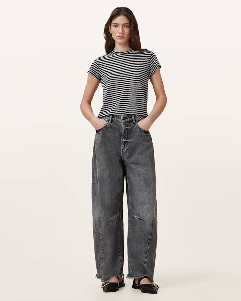 AllSaints Anna Crew Neck Short Sleeve T Shirt Women's Chalk/Ink Women's