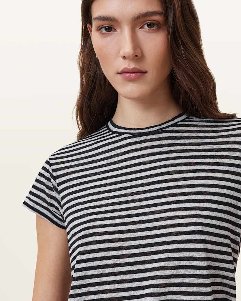 AllSaints Anna Crew Neck Short Sleeve T Shirt Women's Chalk/Ink Women's