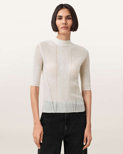 AllSaints Flippa Slim Fit Top Women's Antique White Women's