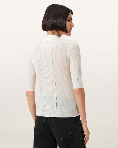 AllSaints Flippa Slim Fit Top Women's Antique White Women's