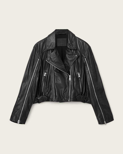 AllSaints Masone Leather Biker Jacket Women's Black Women's