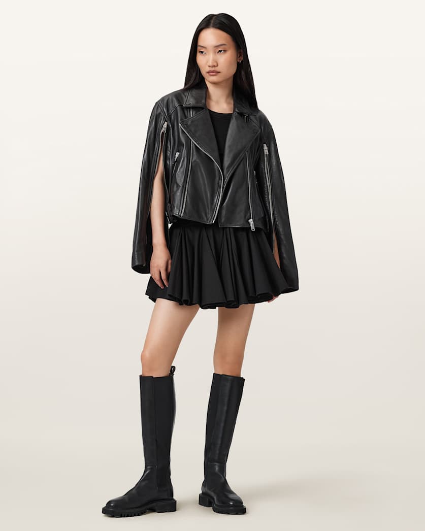 AllSaints Masone Leather Biker Jacket Women's Black Women's