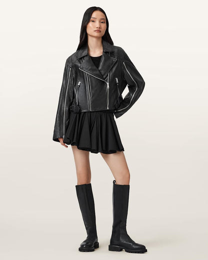 AllSaints Masone Leather Biker Jacket Women's Black Women's