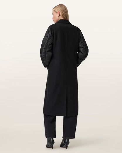 AllSaints Paulah Wool Blend Double Breasted Coat Women's Black Women's