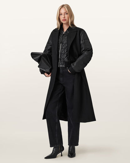 AllSaints Paulah Wool Blend Double Breasted Coat Women's Black Women's