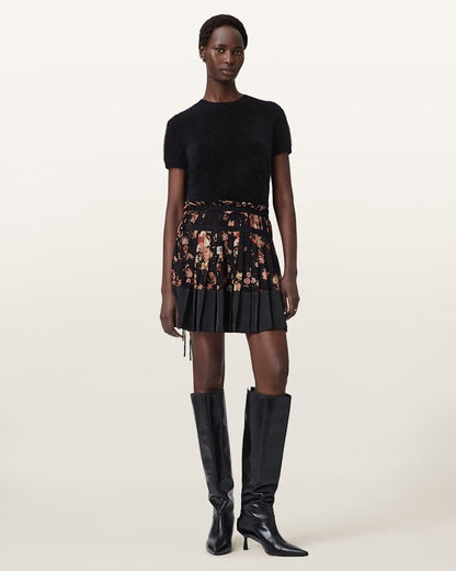 AllSaints Saffron Satin Mini Skirt Women's Armada Black Women's