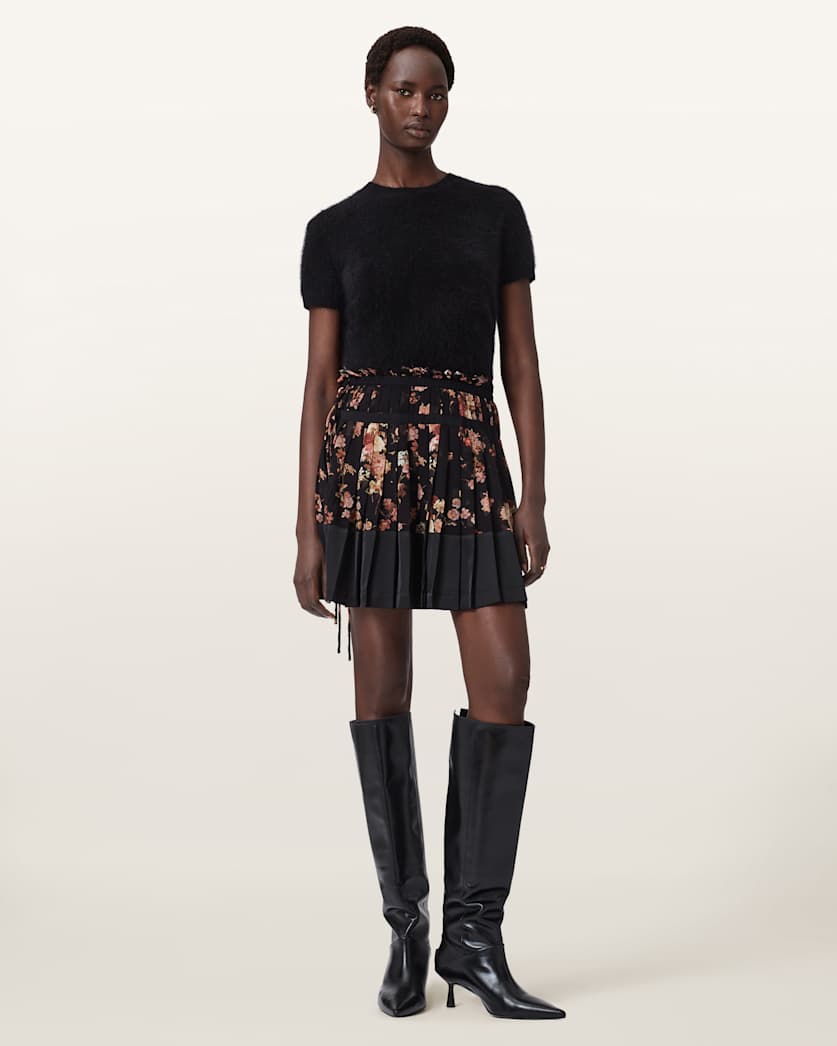 AllSaints Saffron Satin Mini Skirt Women's Armada Black Women's