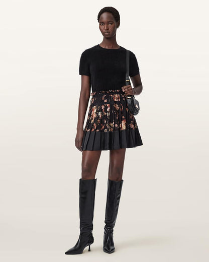 AllSaints Saffron Satin Mini Skirt Women's Armada Black Women's