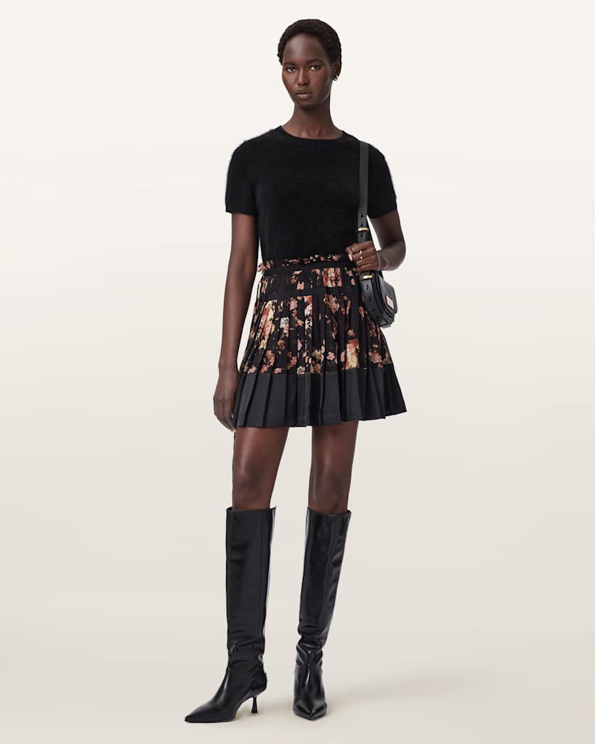 AllSaints Saffron Satin Mini Skirt Women's Armada Black Women's