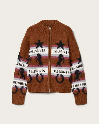 AllSaints Epona Jacquard Cardigan Women's Cognac Brown Women's