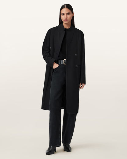 AllSaints Sidney Wool Cashmere Blend Tailored Coat Women's Black Women's