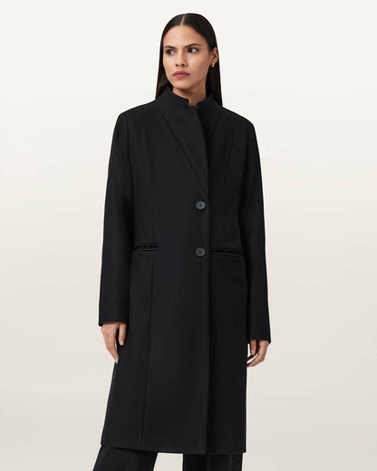 AllSaints Sidney Wool Cashmere Blend Tailored Coat Women's Black Women's