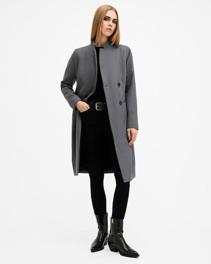 AllSaints Sidney Wool Cashmere Blend Tailored Coat Women's Black Women's