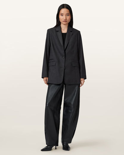 AllSaints Essie Single Breasted Blazer Women's Gunmetal Grey Women's