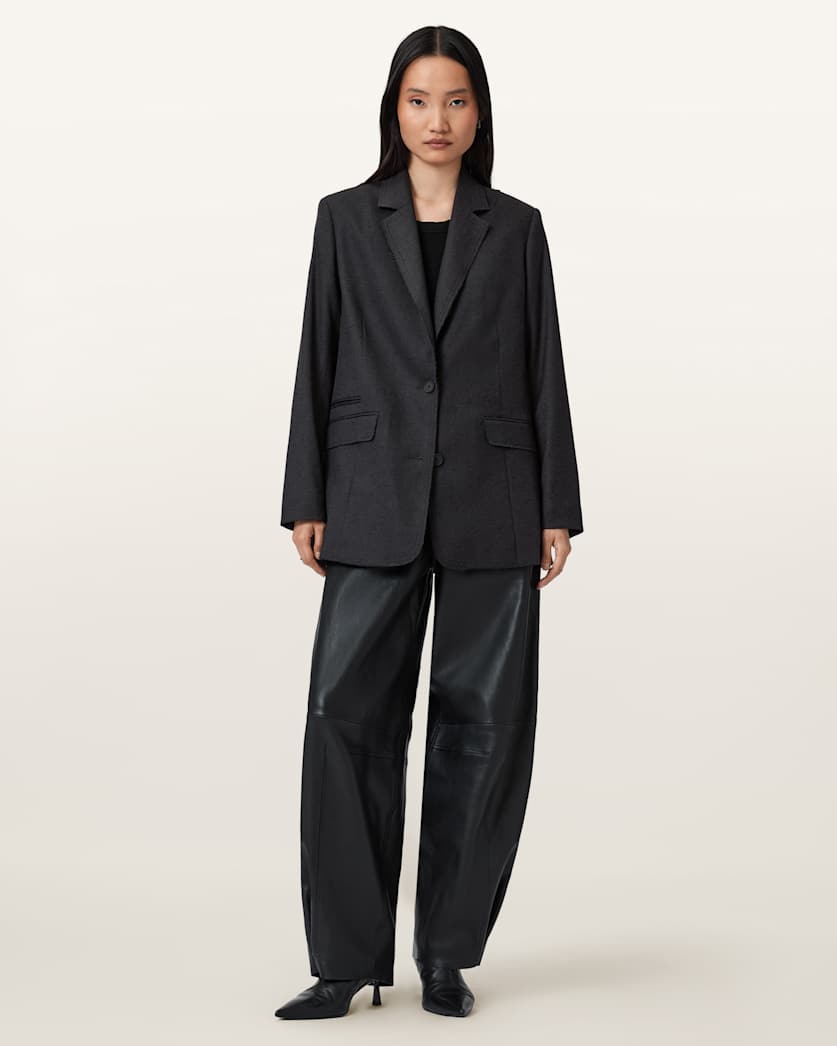 AllSaints Essie Single Breasted Blazer Women's Gunmetal Grey Women's
