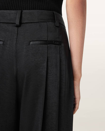 AllSaints Poppy Satin Straight Leg Pants Women's Black Women's