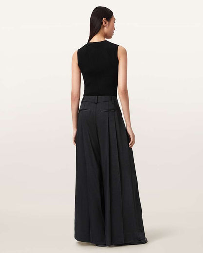AllSaints Poppy Satin Straight Leg Pants Women's Black Women's