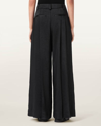 AllSaints Poppy Satin Straight Leg Pants Women's Black Women's