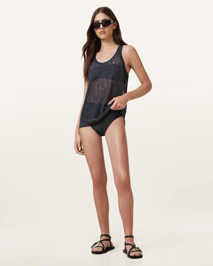 AllSaints Court Bikini Bottoms Women's Black Shimmer Women's