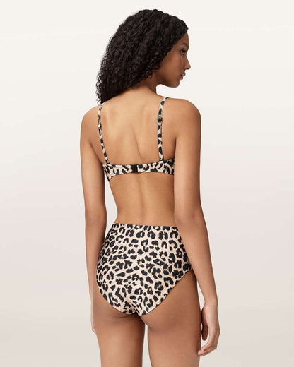 AllSaints Talaria High Rise Animal Print Bikini Bottoms Women's Leppo Brown Women's