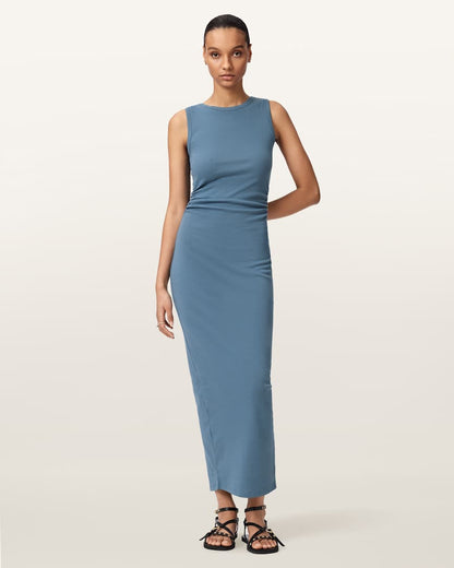 AllSaints Katarina Boat Neck Slim Fit Maxi Dress Women's Captain Blue Women's