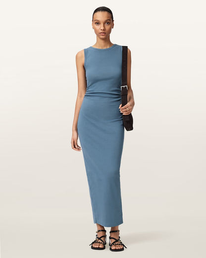 AllSaints Katarina Boat Neck Slim Fit Maxi Dress Women's Captain Blue Women's