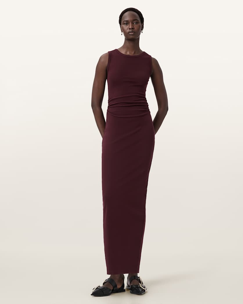 AllSaints Katarina Bodycon Maxi Dress Women's Pop Raspberry Pink Women's