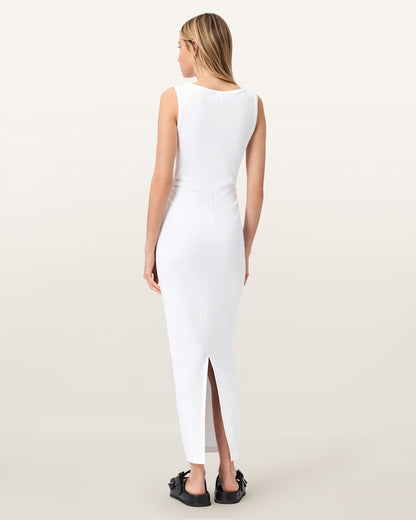 AllSaints Katarina Boat Neck Bodycon Fit Maxi Dress Women's Optic White Women's