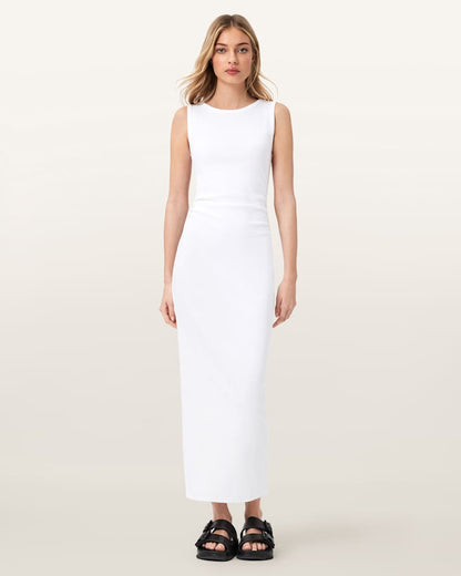 AllSaints Katarina Boat Neck Bodycon Fit Maxi Dress Women's Optic White Women's