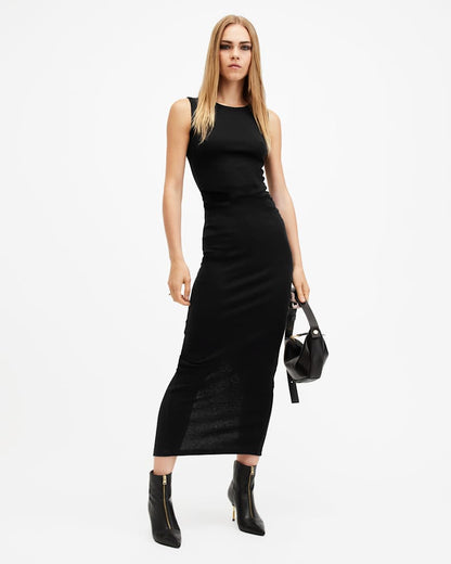 AllSaints Katarina Boat Neck Bodycon Fit Maxi Dress Women's Optic White Women's