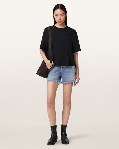 AllSaints Sofia Lisa Boxy Embroidered T Shirt Women's Black Women's