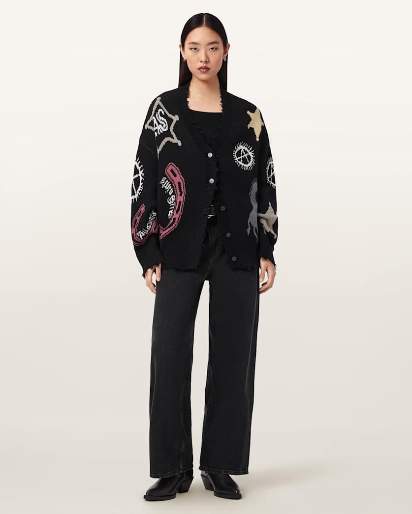AllSaints Hester Jacquard Cardigan Women's Black Women's