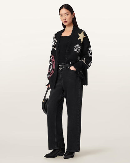 AllSaints Hester Jacquard Cardigan Women's Black Women's