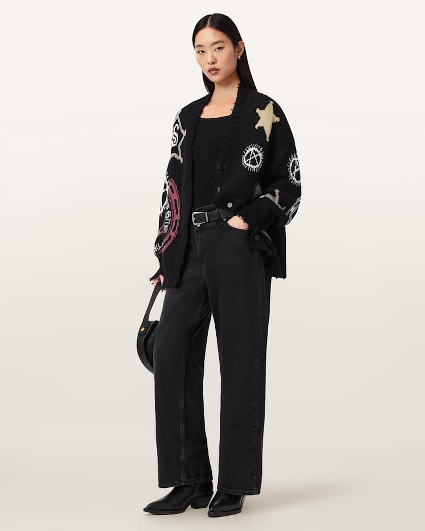 AllSaints Hester Jacquard Cardigan Women's Black Women's