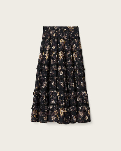 AllSaints Talia Printed Midi Skirt Women's Vine Black Women's