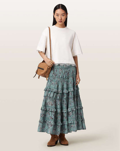 AllSaints Talia Printed Midi Skirt Women's Vine Black Women's
