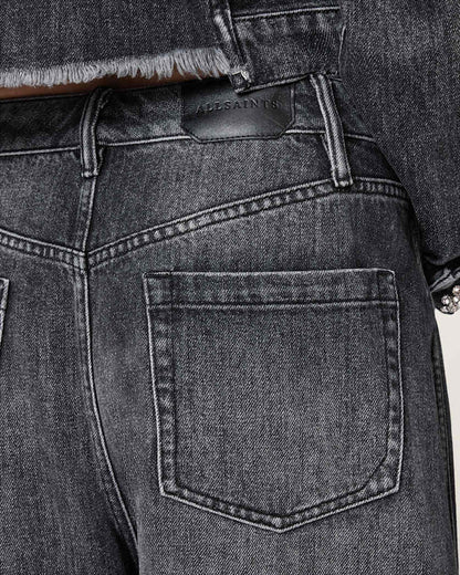 AllSaints Carter Barrel Denim Jeans Women's Washed Black Women's