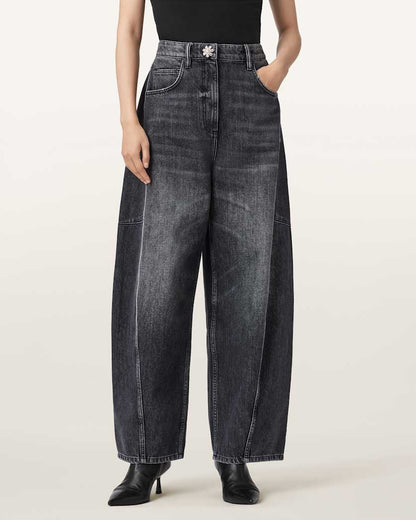 AllSaints Carter Barrel Denim Jeans Women's Washed Black Women's
