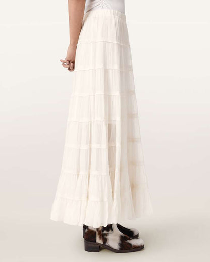 AllSaints Eva Tiered Midi Skirt Women's Paprika Red Women's