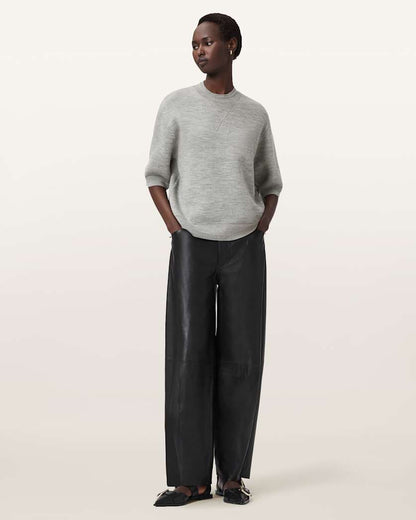 AllSaints Nika Relaxed Wool T Shirt Women's Grey Marl Women's