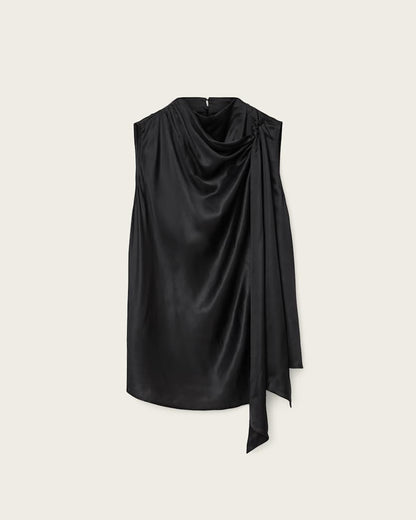 AllSaints Herela Silk Blend Shirt Women's Black Women's