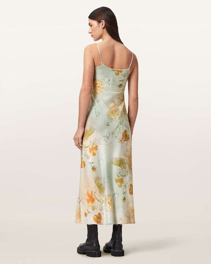 AllSaints Bryony Floral Slip Dress Women's Haze Blush Pink Women's