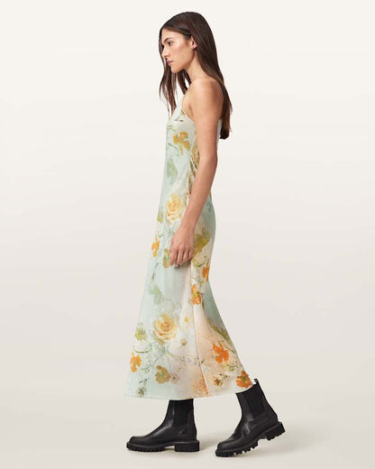 AllSaints Bryony Floral Slip Dress Women's Haze Blush Pink Women's