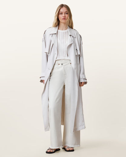 AllSaints Aki Crossover Wide Leg Denim Jeans Women's Chalk White Women's