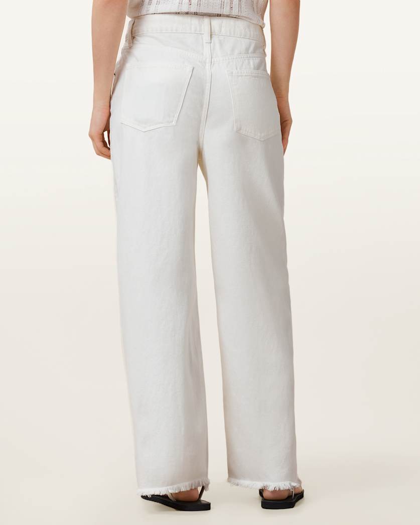 AllSaints Aki Crossover Wide Leg Denim Jeans Women's Chalk White Women's