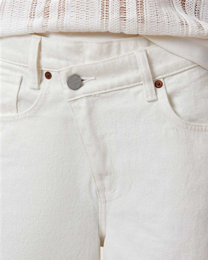 AllSaints Aki Crossover Wide Leg Denim Jeans Women's Chalk White Women's