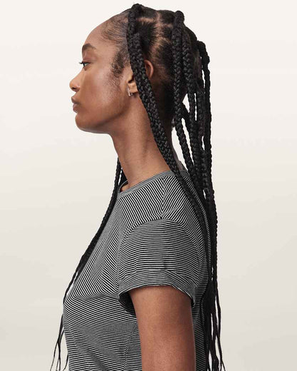 AllSaints Anna Striped Cotton T Shirt Women's Black/White Women's