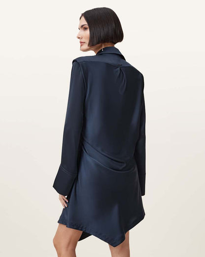 AllSaints Tira Satin Mini Dress Women's Collegiate Blue Women's