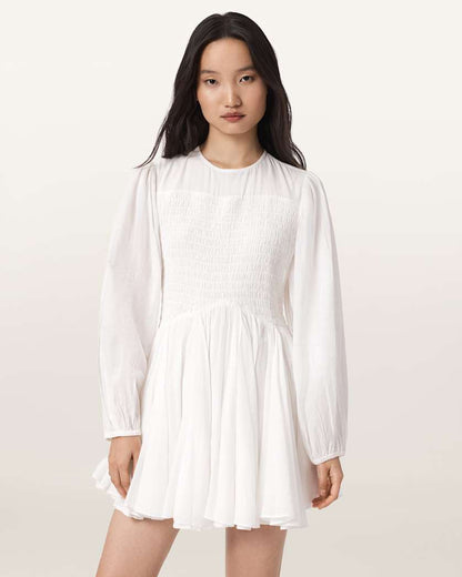 AllSaints Chia Smocked Mini Dress Women's White Women's
