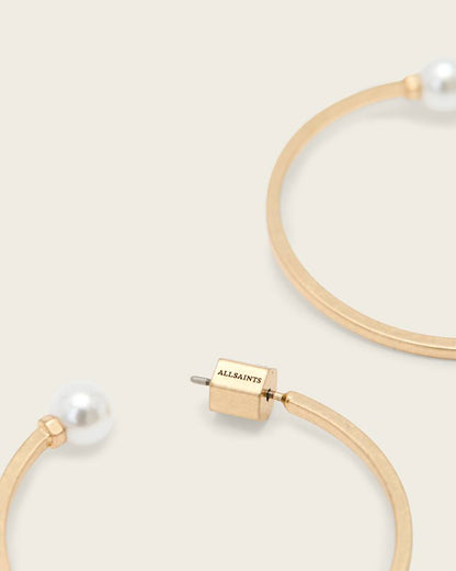AllSaints Hazel Pearl Hoop Earrings Women's Warm Brass Women's